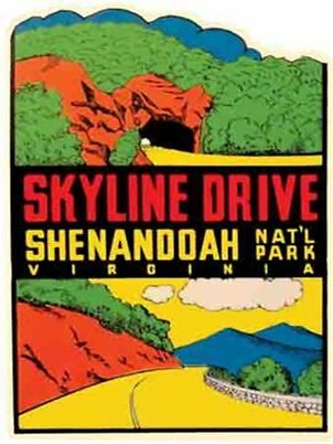 (image for) Virginia (1) Sky Line Drive Vintage Vacation Sticker